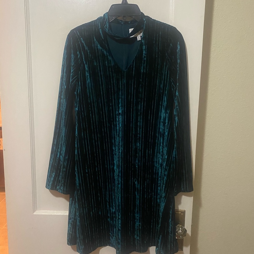 Velvet Teal Long Sleeve Dress